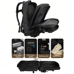 Nordic Army MOLLE Assault Mochila 45L Parche de Tela de la Bandera de Noruega – Negro