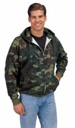 Rothco Hættetrøje i washed woodland med foer og lynlås