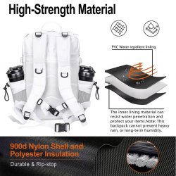 Nordic Army Laser Cut Gym Backpack - White- 45Liter