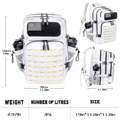 Nordic Army Laser Cut Gym Backpack - White- 45Liter