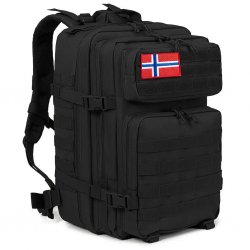 Nordic Army MOLLE Assault Reppu 45L Norjan lipun kangasmerkki – Musta
