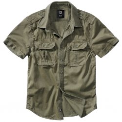 Brandit Vintage Short-Sleeved Summer Shirt Men – 100% Cotton - Olive