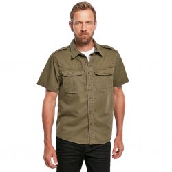 Brandit Vintage Kurzarm-Sommerhemd Herren – 100% Baumwolle - Olive