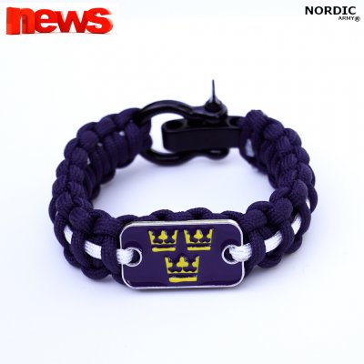 Royal Crown Paracord armband - Marinblå/Vit